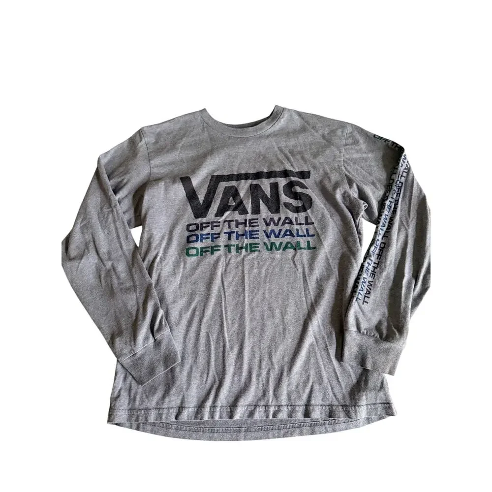 Vans Off The Wall Grey Long Sleeve Graphic T-Shirt Boys L
